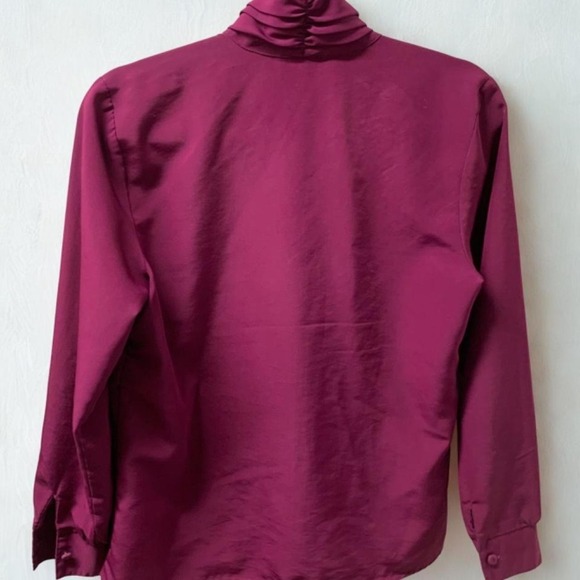 90's Retro Statement  Bold Edgy Feminine Artsy Fuchsia Blouse - Picture 4 of 10